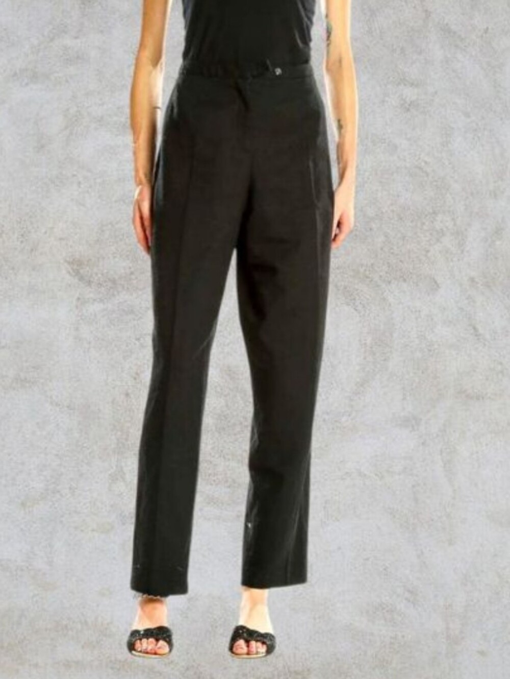 MORTON BERNARD | NWT 90s Vintage Black Polyester Trousers Size 10